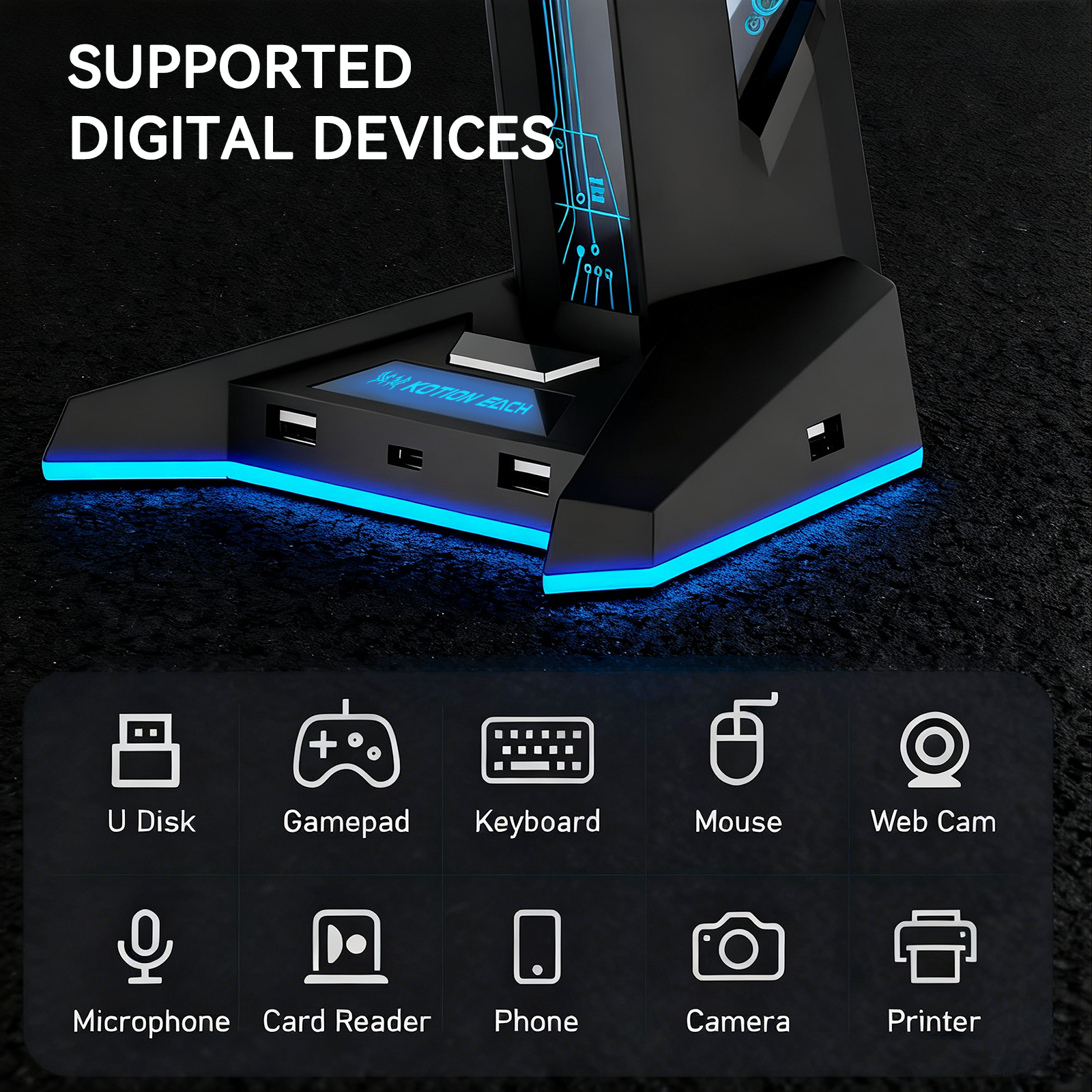 H74 RGB Headphone Stand with U - Esports Gaming Hub incelemesi ve fiyatı